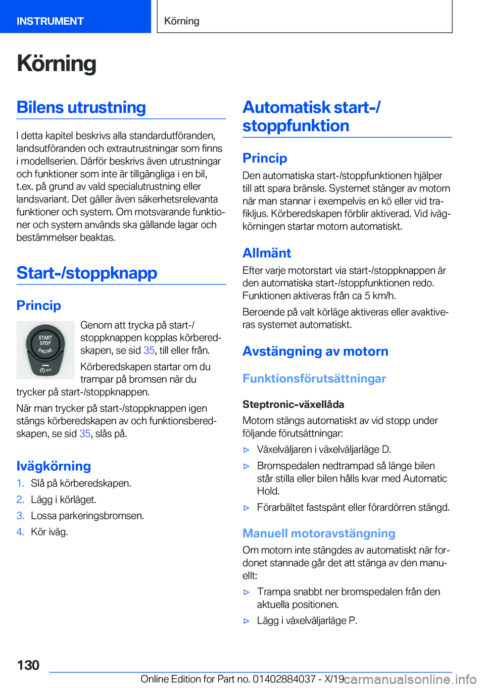 BMW 7 SERIES 2020  InstruktionsbÖcker (in Swedish) �K�