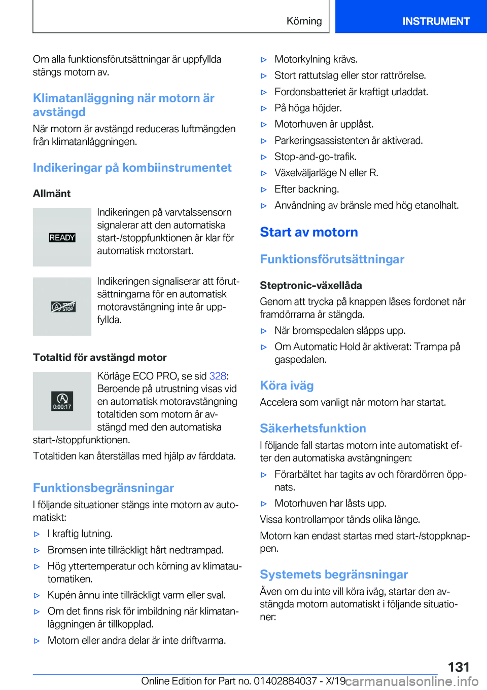 BMW 7 SERIES 2020  InstruktionsbÖcker (in Swedish) �O�m��a�l�l�a��f�u�n�k�t�i�o�n�s�f�