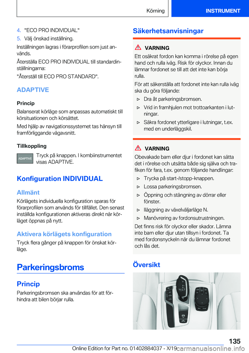 BMW 7 SERIES 2020  InstruktionsbÖcker (in Swedish) �4�.��E�C�O��P�R�O��I�N�D�I�V�I�D�U�A�L��5�.�V�ä�l�j��