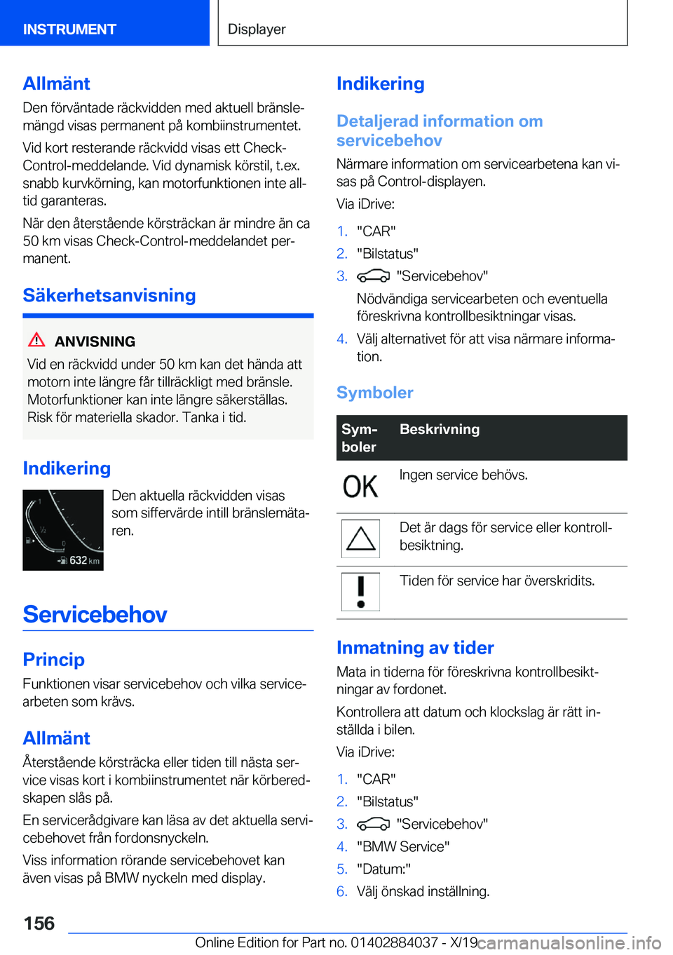 BMW 7 SERIES 2020  InstruktionsbÖcker (in Swedish) �A�l�l�m�ä�n�t
�D�e�n��f�