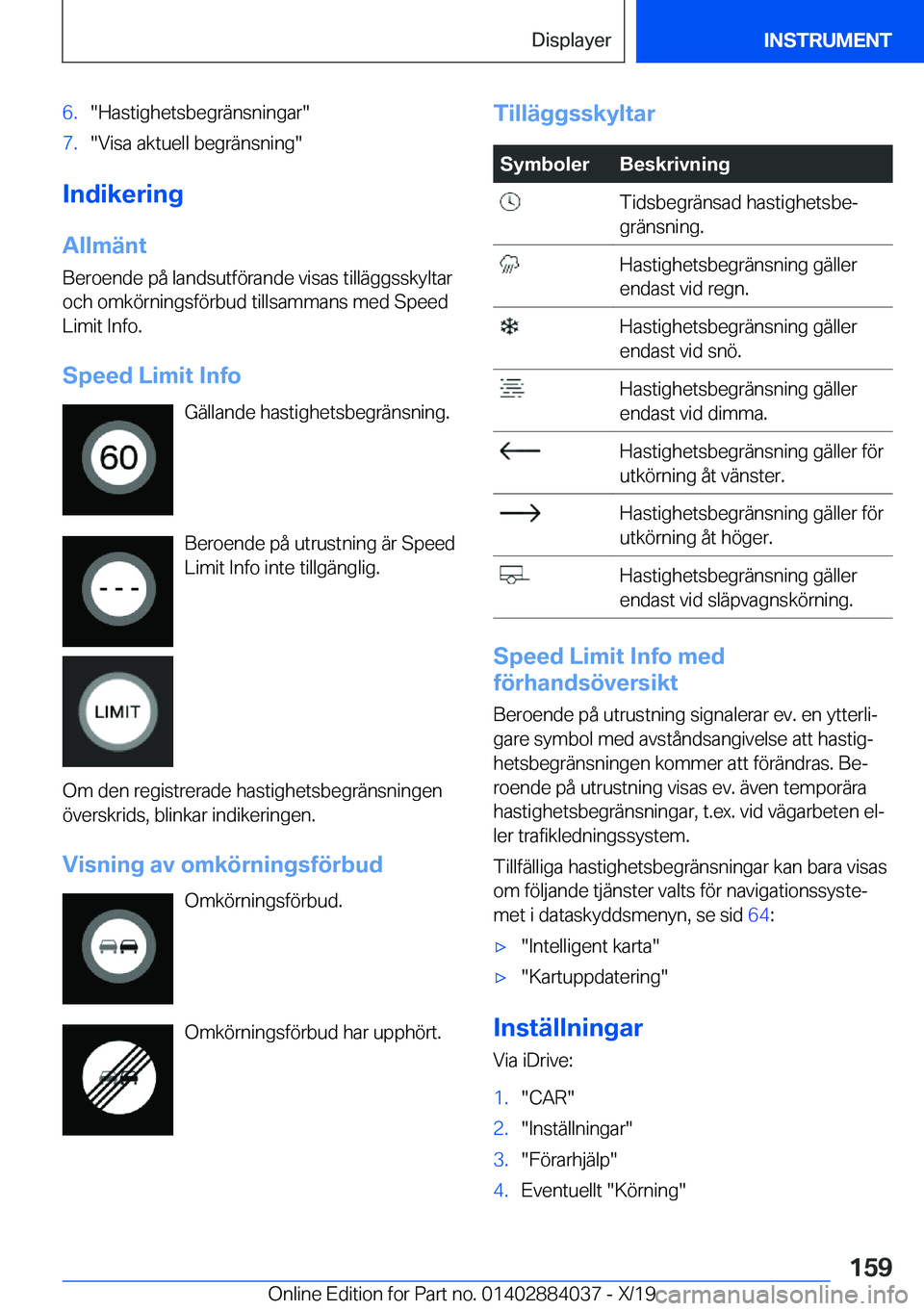 BMW 7 SERIES 2020  InstruktionsbÖcker (in Swedish) �6�.��H�a�s�t�i�g�h�e�t�s�b�e�g�r�ä�n�s�n�i�n�g�a�r��7�.��V�i�s�a��a�k�t�u�e�l�l��b�e�g�r�ä�n�s�n�i�n�g�
�I�n�d�i�k�e�r�i�n�g
�A�l�l�m�ä�n�t �B�e�r�o�e�n�d�e��p�å��l�a�n�d�s�u�t�f�
