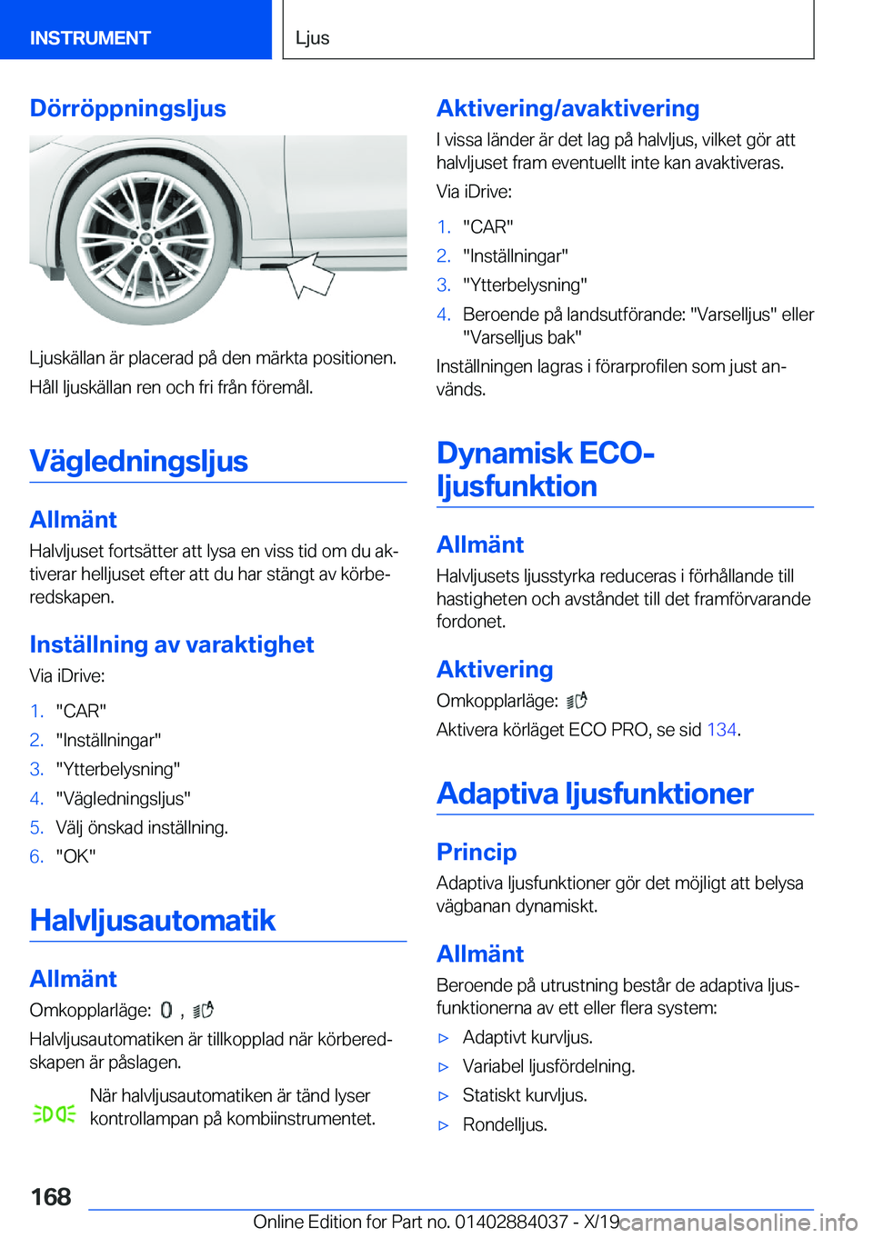 BMW 7 SERIES 2020  InstruktionsbÖcker (in Swedish) �D�