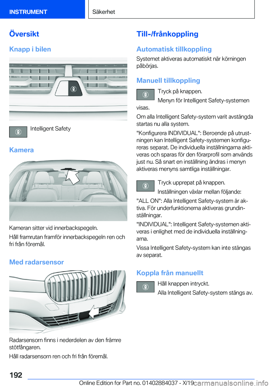 BMW 7 SERIES 2020  InstruktionsbÖcker (in Swedish) �