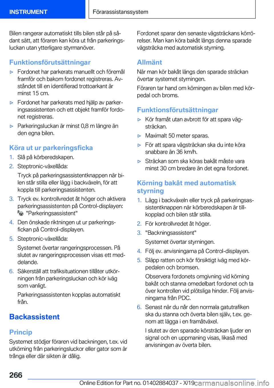 BMW 7 SERIES 2020  InstruktionsbÖcker (in Swedish) �B�i�l�e�n��r�a�n�g�e�r�a�r��a�u�t�o�m�a�t�i�s�k�t��t�i�l�l�s��b�i�l�e�n��s�t�å�r��p�å��s�åj�d�a�n�t��s�ä�t�t�,��a�t�t��f�