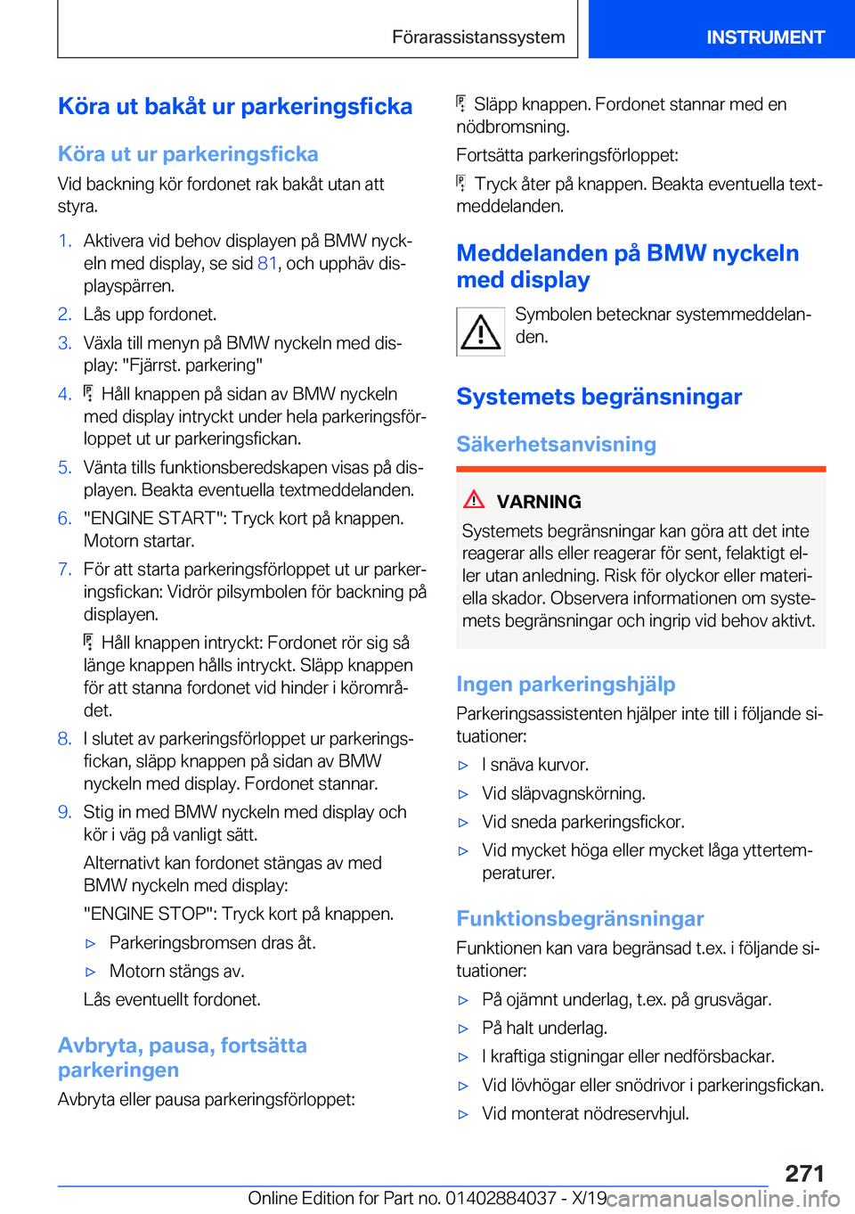 BMW 7 SERIES 2020  InstruktionsbÖcker (in Swedish) �K�