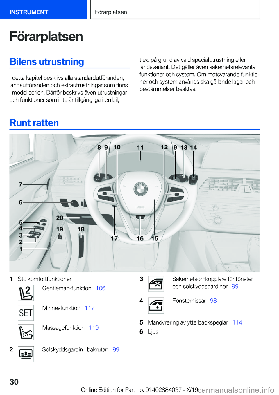 BMW 7 SERIES 2020  InstruktionsbÖcker (in Swedish) �F�