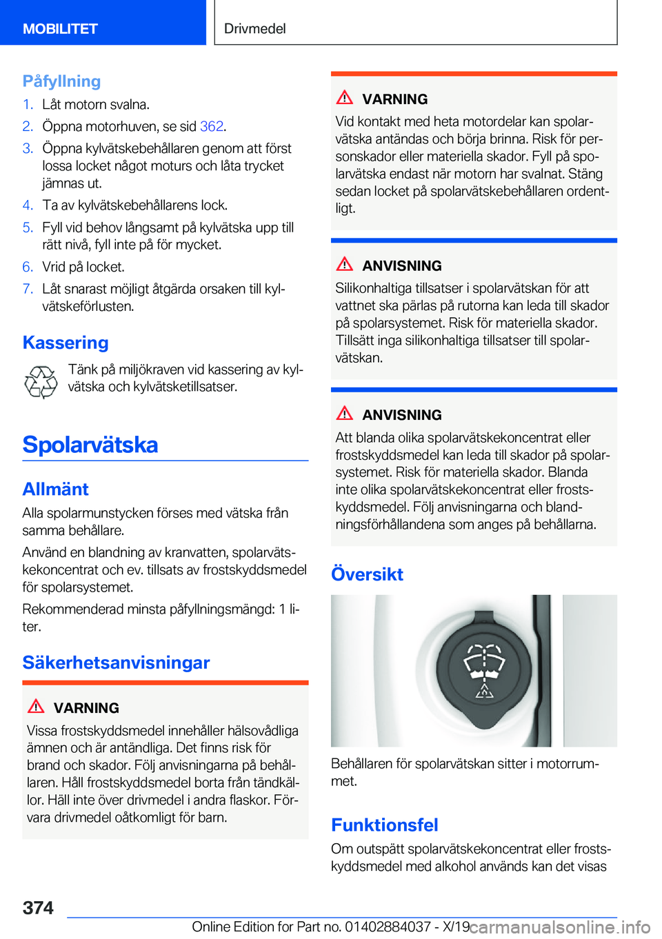 BMW 7 SERIES 2020  InstruktionsbÖcker (in Swedish) �P�å�f�y�l�l�n�i�n�g�1�.�L�å�t��m�o�t�o�r�n��s�v�a�l�n�a�.�2�.�