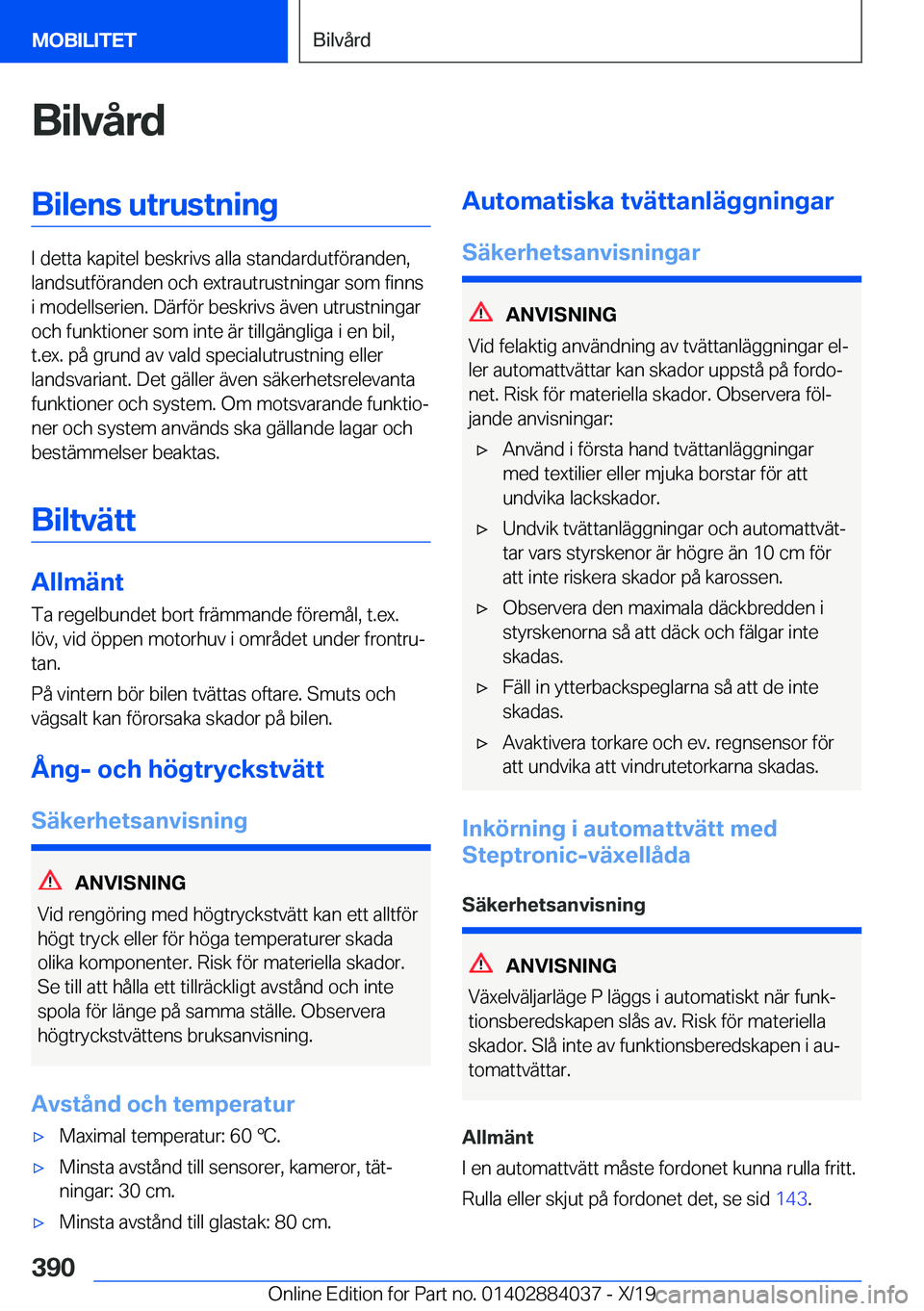 BMW 7 SERIES 2020  InstruktionsbÖcker (in Swedish) �B�i�l�v�å�r�d�B�i�l�e�n�s��u�t�r�u�s�t�n�i�n�g
�I��d�e�t�t�a��k�a�p�i�t�e�l��b�e�s�k�r�i�v�s��a�l�l�a��s�t�a�n�d�a�r�d�u�t�f�
