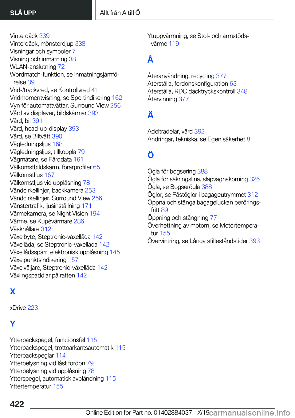 BMW 7 SERIES 2020  InstruktionsbÖcker (in Swedish) �V�i�n�t�e�r�d�ä�c�k��3�3�9�
�V�i�n�t�e�r�d�ä�c�k�,��m�