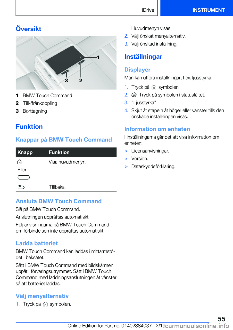 BMW 7 SERIES 2020  InstruktionsbÖcker (in Swedish) �