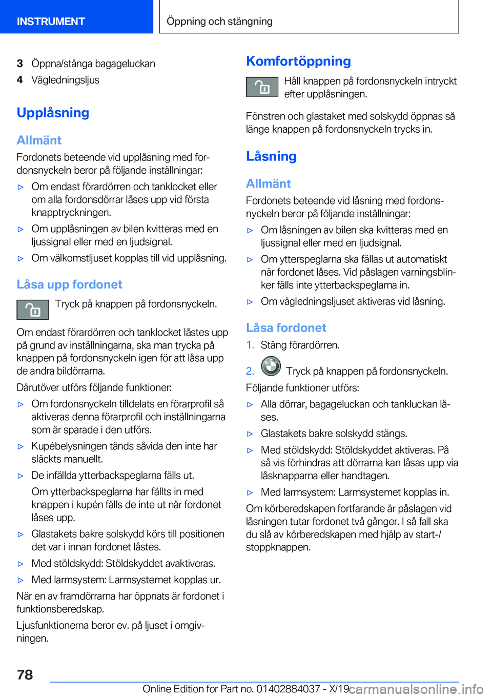 BMW 7 SERIES 2020  InstruktionsbÖcker (in Swedish) �3�
