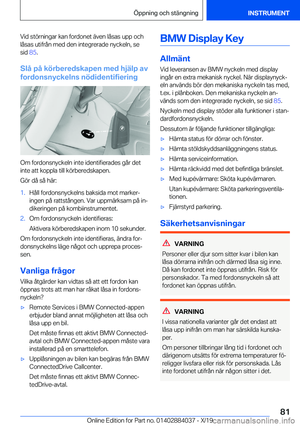 BMW 7 SERIES 2020  InstruktionsbÖcker (in Swedish) �V�i�d��s�t�