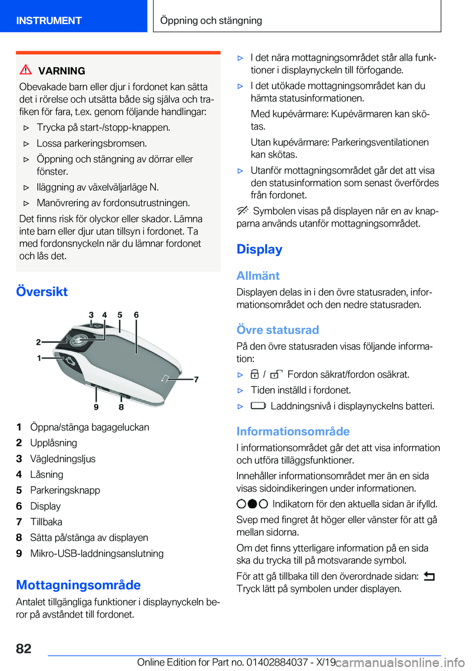 BMW 7 SERIES 2020  InstruktionsbÖcker (in Swedish) �V�A�R�N�I�N�G
�O�b�e�v�a�k�a�d�e��b�a�r�n��e�l�l�e�r��d�j�u�r��i��f�o�r�d�o�n�e�t��k�a�n��s�ä�t�t�a
�d�e�t��i��r�
