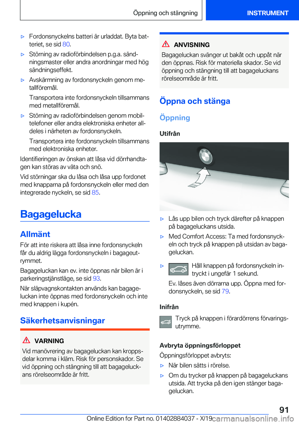BMW 7 SERIES 2020  InstruktionsbÖcker (in Swedish) 'x�F�o�r�d�o�n�s�n�y�c�k�e�l�n�s��b�a�t�t�e�r�i��ä�r��u�r�l�a�d�d�a�t�.��B�y�t�a��b�a�tj�t�e�r�i�e�t�,��s�e��s�i�d� �8�0�.'x�S�t�