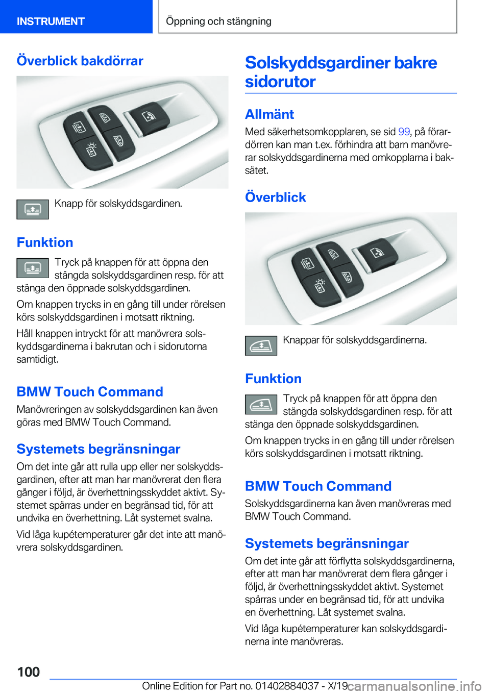BMW 7 SERIES 2020  InstruktionsbÖcker (in Swedish) �