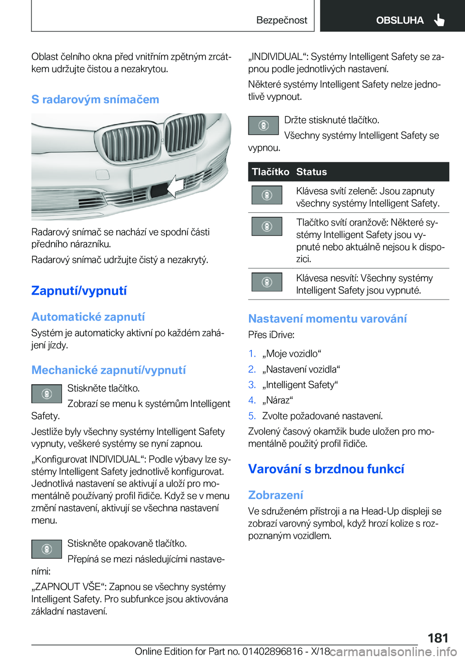 BMW 7 SERIES 2019  Návod na použití (in Czech) �O�b�l�a�s�t��č�e�l�n�
