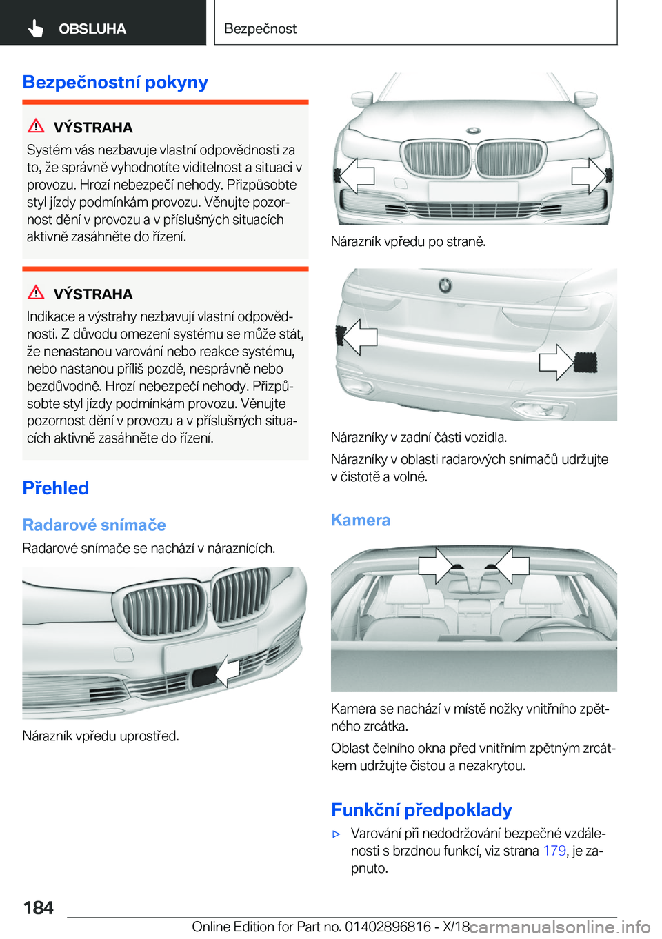 BMW 7 SERIES 2019  Návod na použití (in Czech) �B�e�z�p�e�č�n�o�s�t�n�