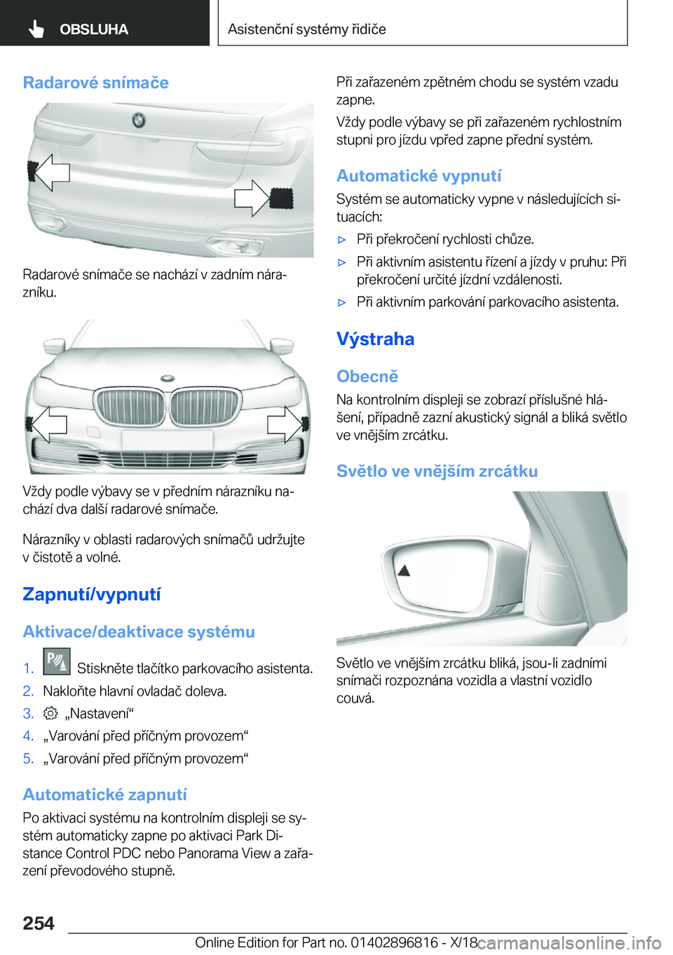 BMW 7 SERIES 2019  Návod na použití (in Czech) �R�a�d�a�r�o�v�