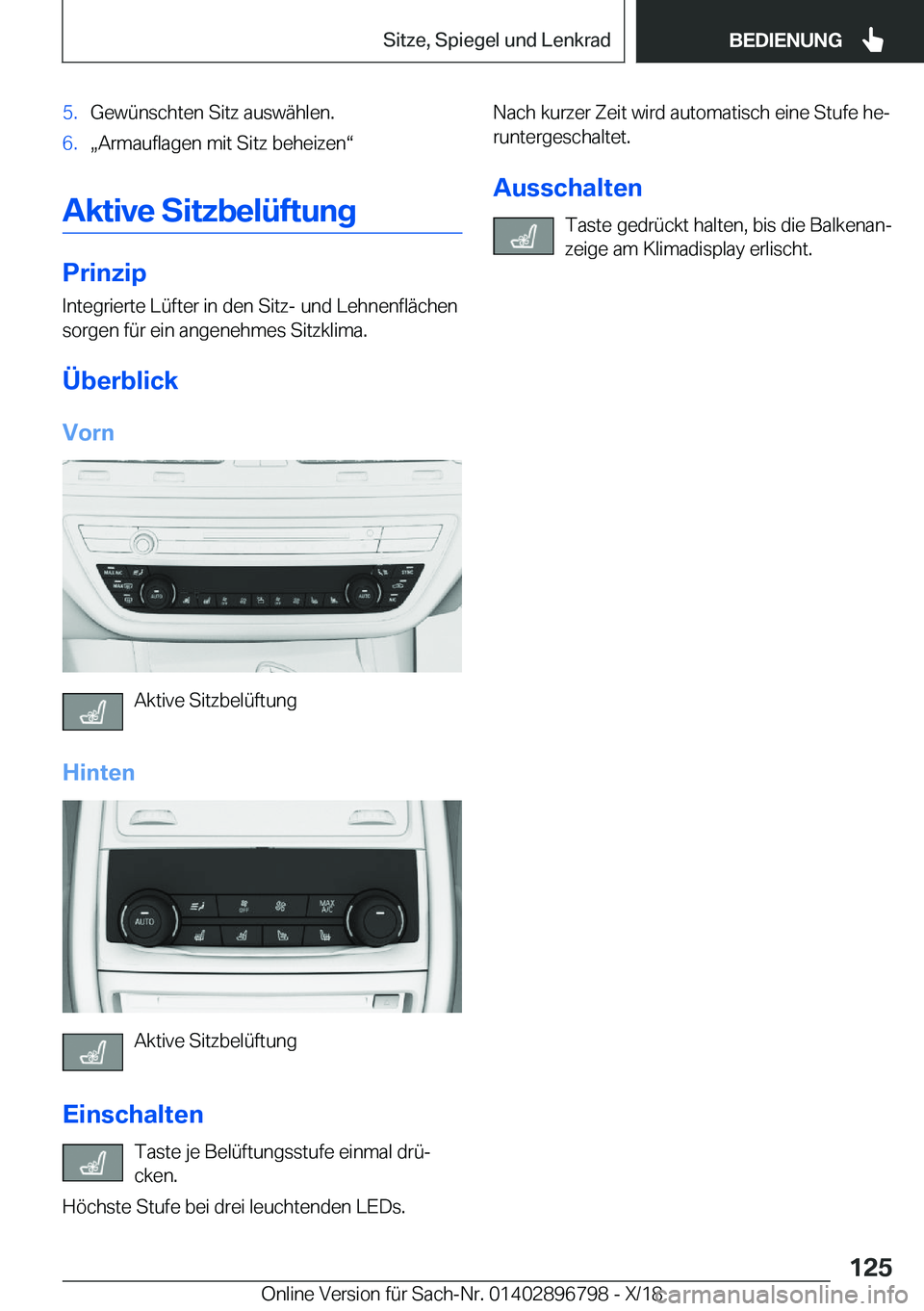 BMW 7 SERIES 2019  Betriebsanleitungen (in German) �5�.�G�e�w�