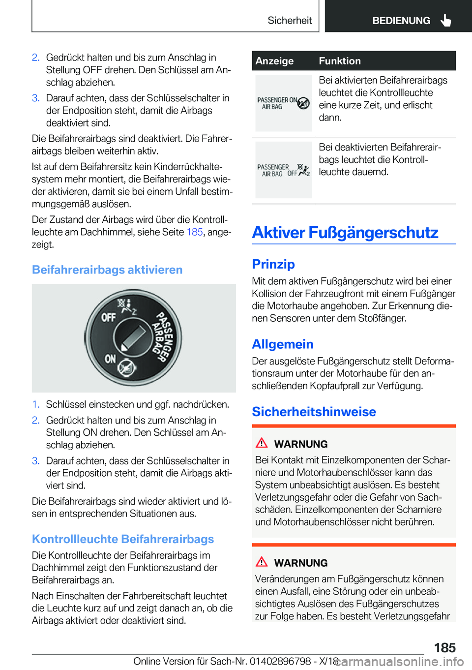 BMW 7 SERIES 2019  Betriebsanleitungen (in German) �2�.�G�e�d�r�