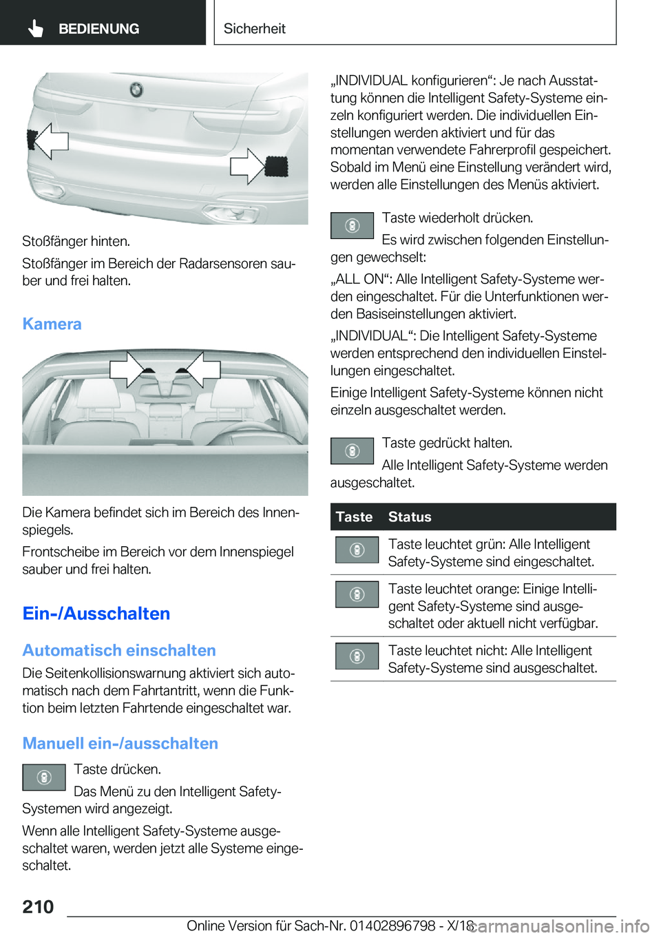 BMW 7 SERIES 2019  Betriebsanleitungen (in German) �S�t�o�