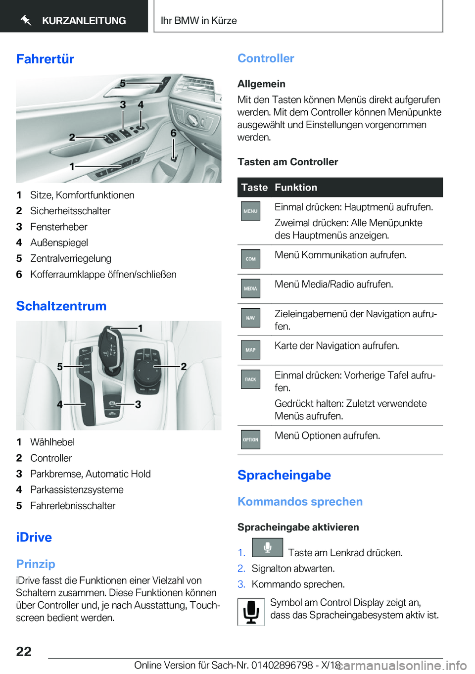 BMW 7 SERIES 2019  Betriebsanleitungen (in German) �F�a�h�r�e�r�t�