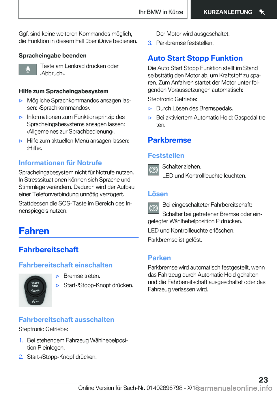 BMW 7 SERIES 2019  Betriebsanleitungen (in German) �G�g�f�.��s�i�n�d��k�e�i�n�e��w�e�i�t�e�r�e�n��K�o�m�m�a�n�d�o�s��m�