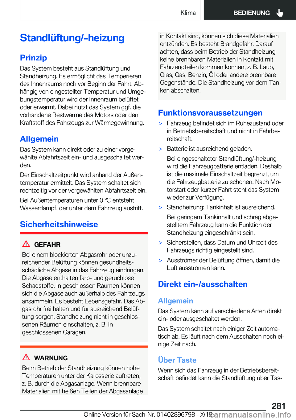 BMW 7 SERIES 2019  Betriebsanleitungen (in German) �S�t�a�n�d�l�