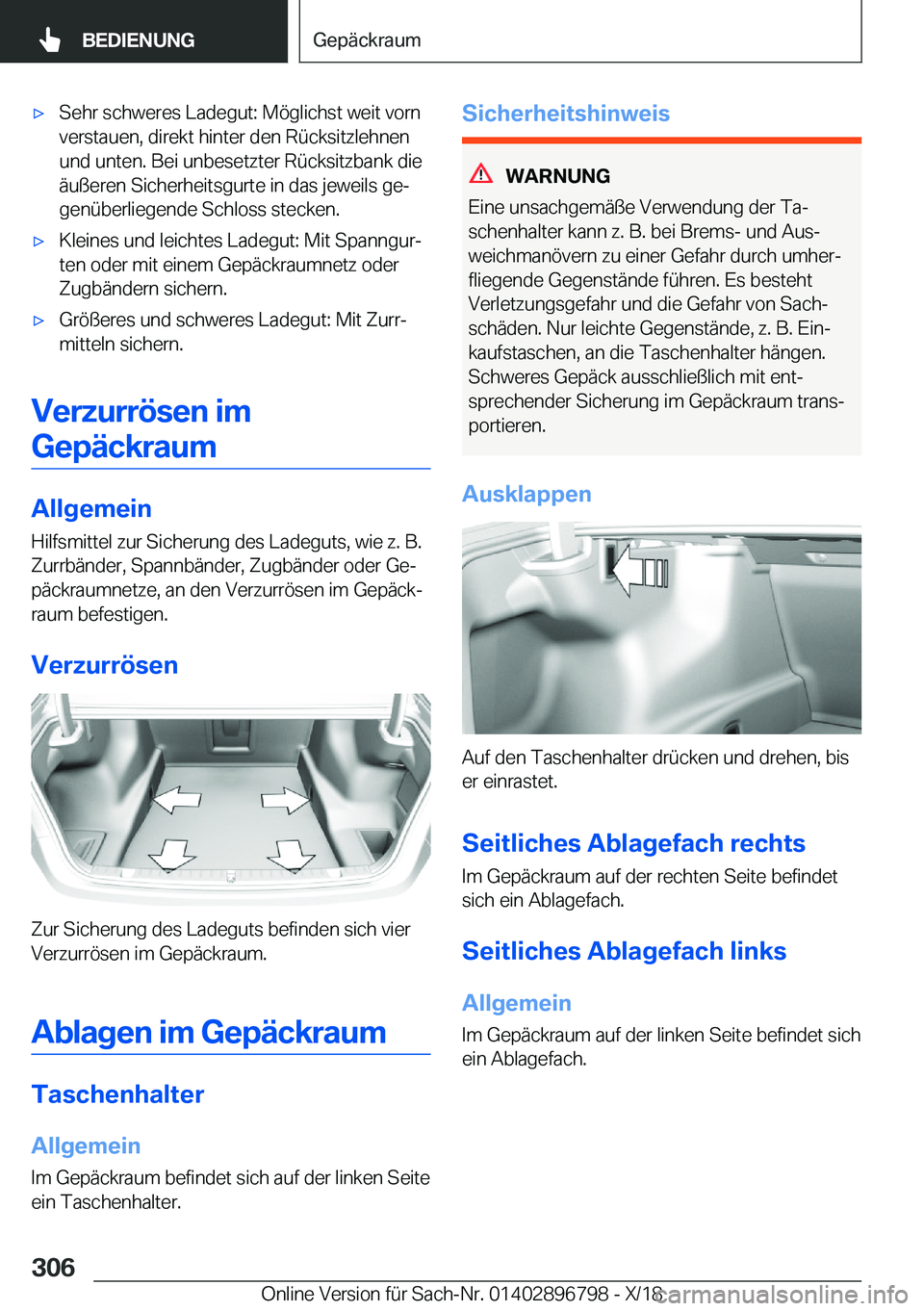 BMW 7 SERIES 2019  Betriebsanleitungen (in German) 'x�S�e�h�r��s�c�h�w�e�r�e�s��L�a�d�e�g�u�t�:��M�