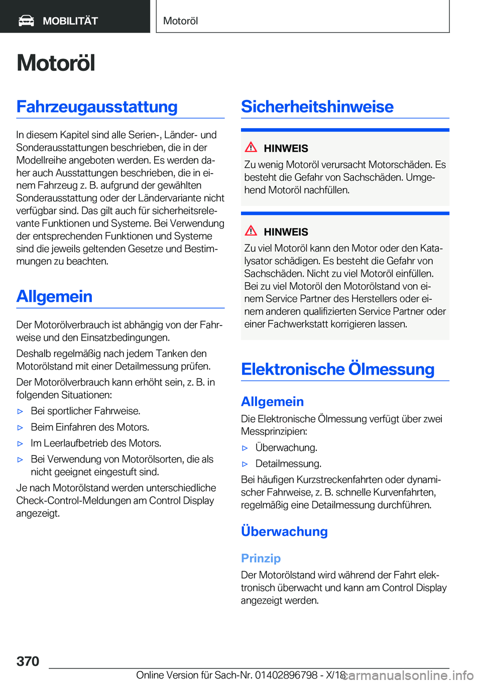 BMW 7 SERIES 2019  Betriebsanleitungen (in German) �M�o�t�o�r�