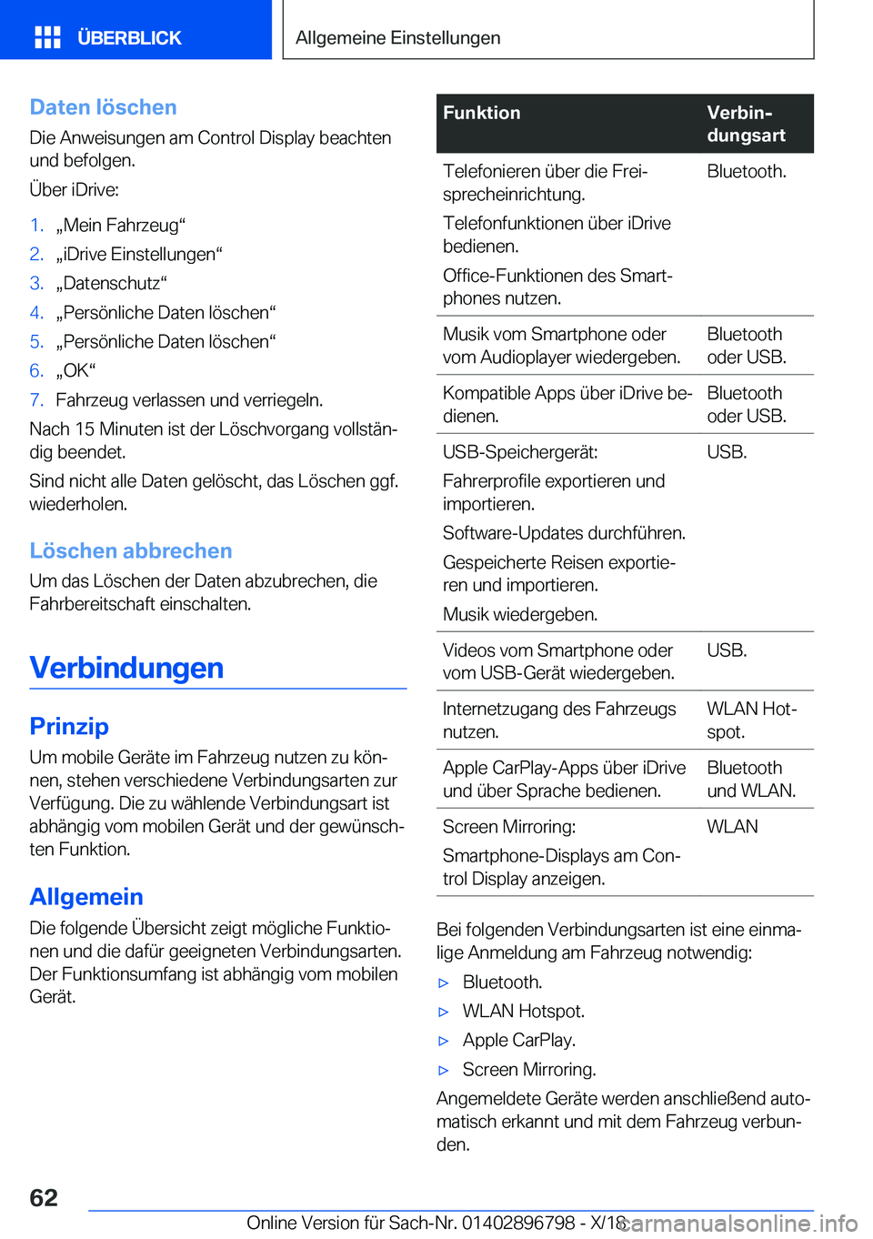 BMW 7 SERIES 2019  Betriebsanleitungen (in German) �D�a�t�e�n��l�