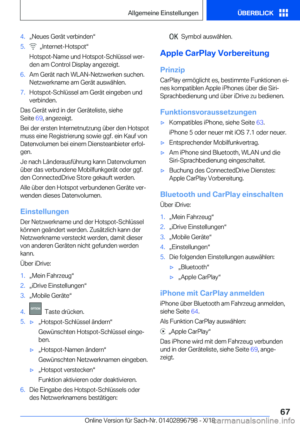BMW 7 SERIES 2019  Betriebsanleitungen (in German) �4�.x�N�e�u�e�s��G�e�r�