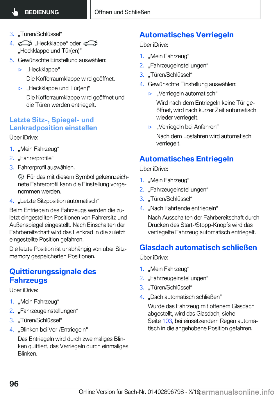 BMW 7 SERIES 2019  Betriebsanleitungen (in German) �3�.x�T�