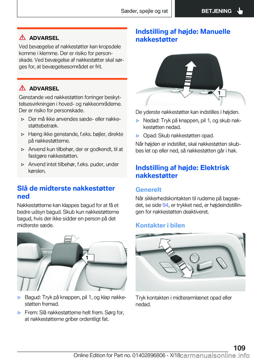 BMW 7 SERIES 2019  InstruktionsbØger (in Danish) �A�D�V�A�R�S�E�L
�V�e�d��b�e�v�æ�g�e�l�s�e��a�f��n�a�k�k�e�s�t�