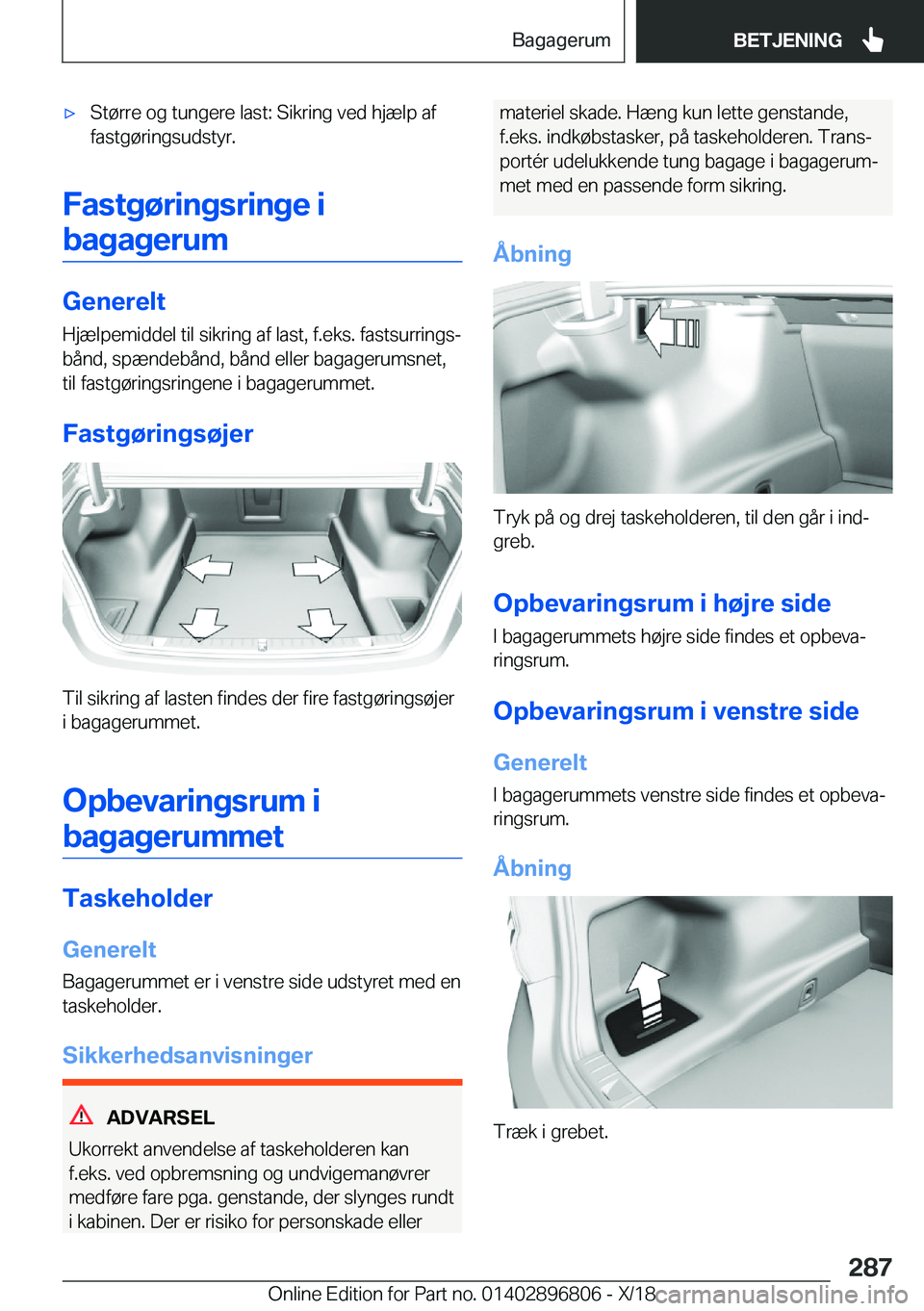 BMW 7 SERIES 2019  InstruktionsbØger (in Danish) 'x�S�t�