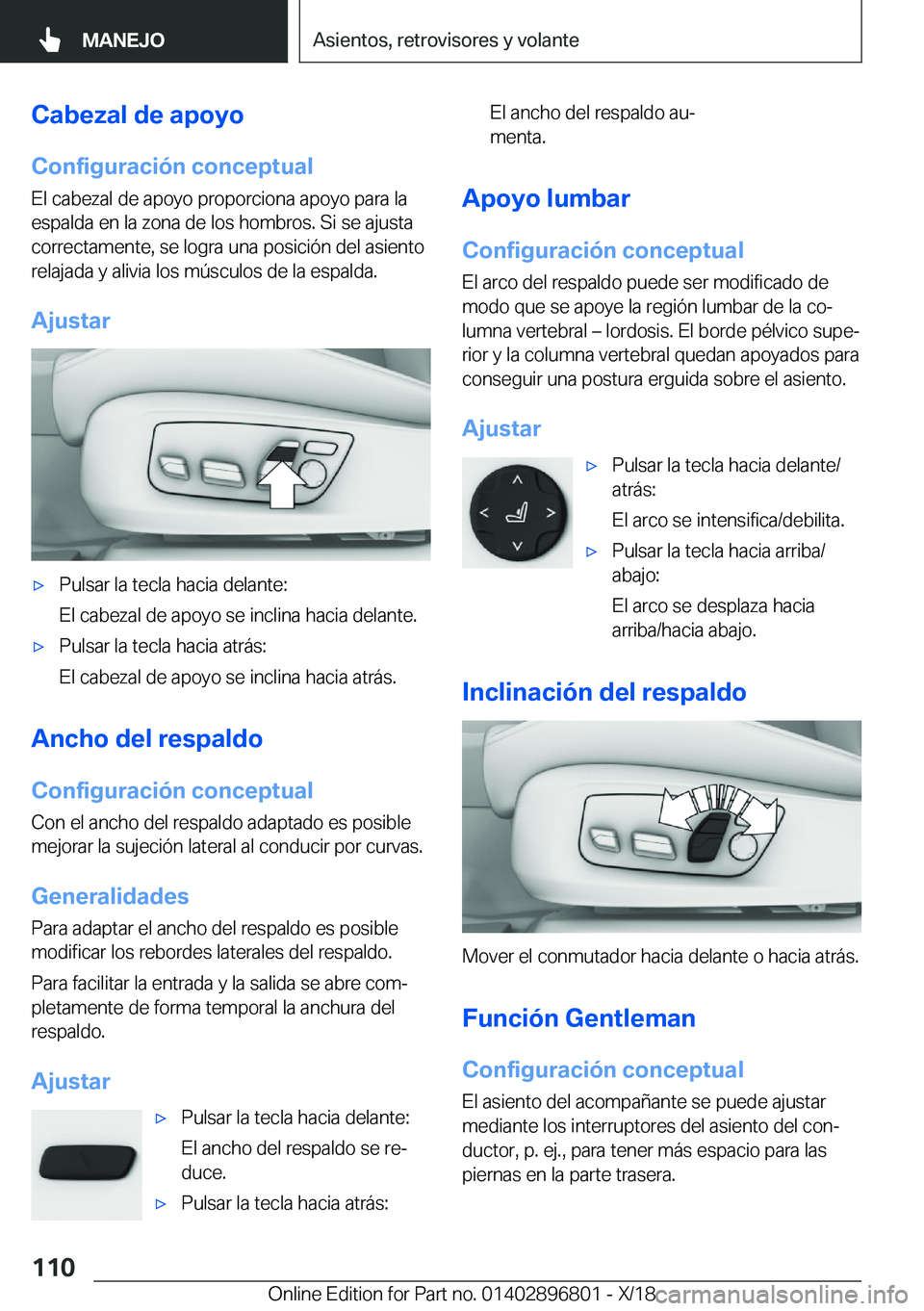 BMW 7 SERIES 2019  Manuales de Empleo (in Spanish) �C�a�b�e�z�a�l��d�e��a�p�o�y�o
�C�o�n�f�i�g�u�r�a�c�i�