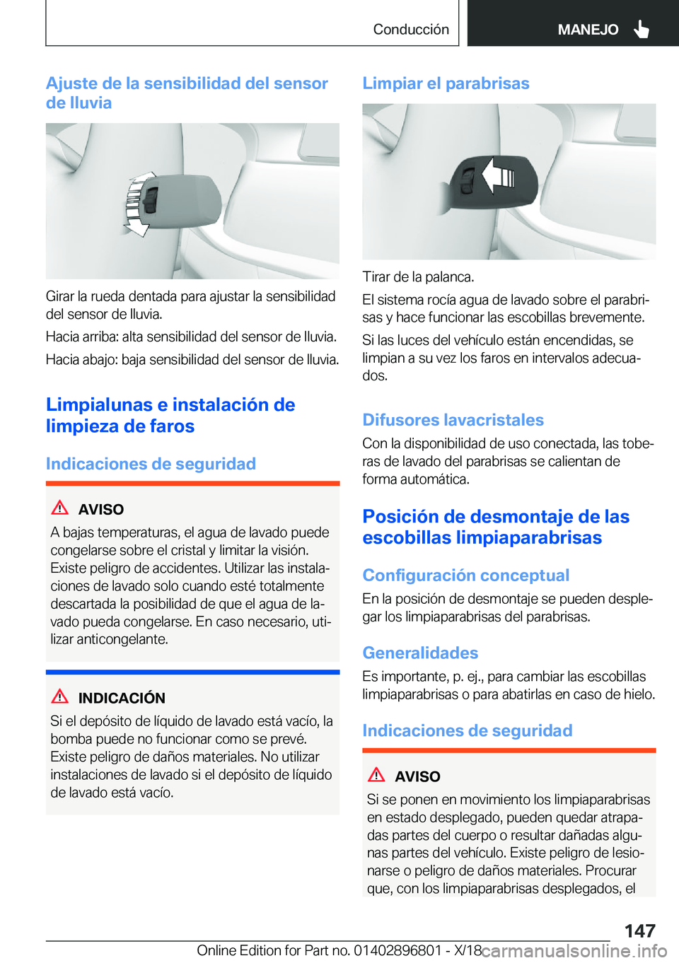 BMW 7 SERIES 2019  Manuales de Empleo (in Spanish) �A�j�u�s�t�e��d�e��l�a��s�e�n�s�i�b�i�l�i�d�a�d��d�e�l��s�e�n�s�o�r
�d�e��l�l�u�v�i�a
�G�i�r�a�r��l�a��r�u�e�d�a��d�e�n�t�a�d�a��p�a�r�a��a�j�u�s�t�a�r��l�a��s�e�n�s�i�b�i�l�i�d�a�d
�d�e�
