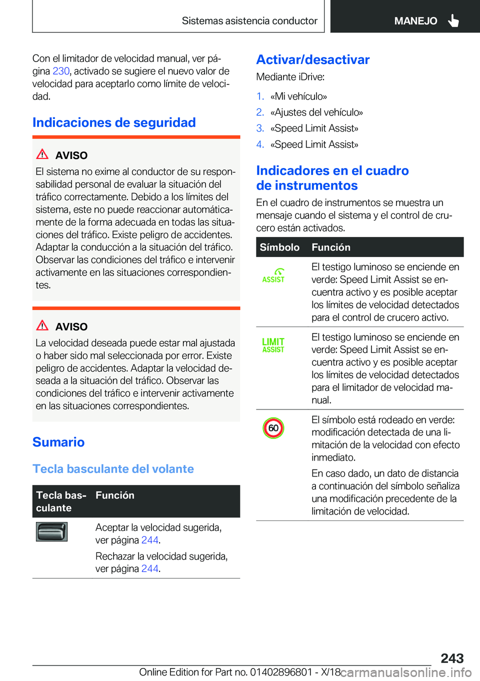 BMW 7 SERIES 2019  Manuales de Empleo (in Spanish) �C�o�n��e�l��l�i�m�i�t�a�d�o�r��d�e��v�e�l�o�c�i�d�a�d��m�a�n�u�a�l�,��v�e�r��p�