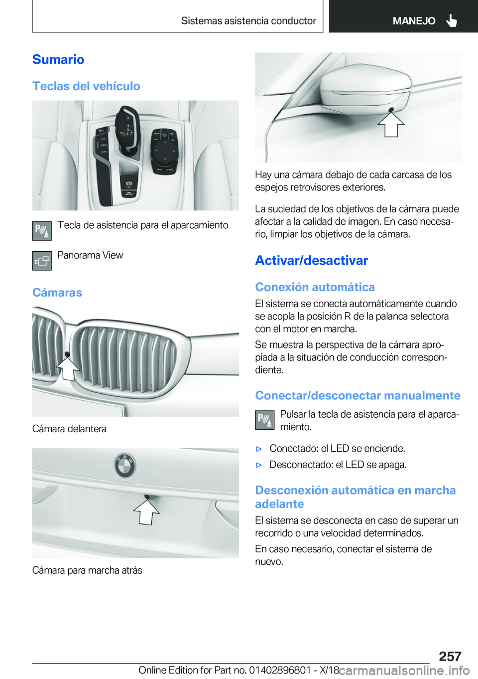 BMW 7 SERIES 2019  Manuales de Empleo (in Spanish) �S�u�m�a�r�i�o�T�e�c�l�a�s��d�e�l��v�e�h�