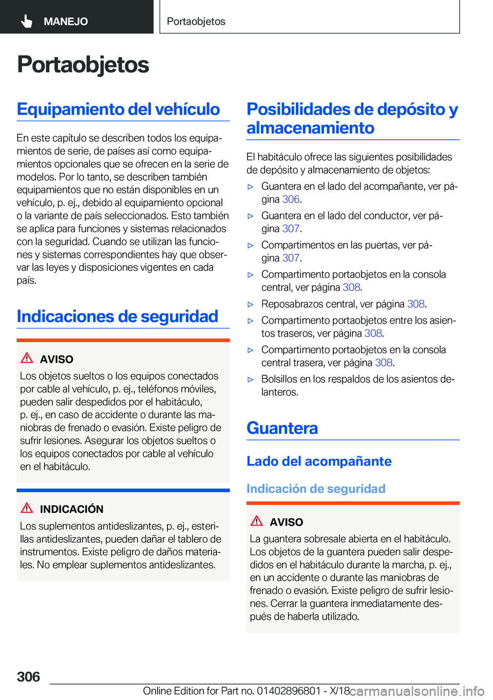 BMW 7 SERIES 2019  Manuales de Empleo (in Spanish) �P�o�r�t�a�o�b�j�e�t�o�s�E�q�u�i�p�a�m�i�e�n�t�o��d�e�l��v�e�h�