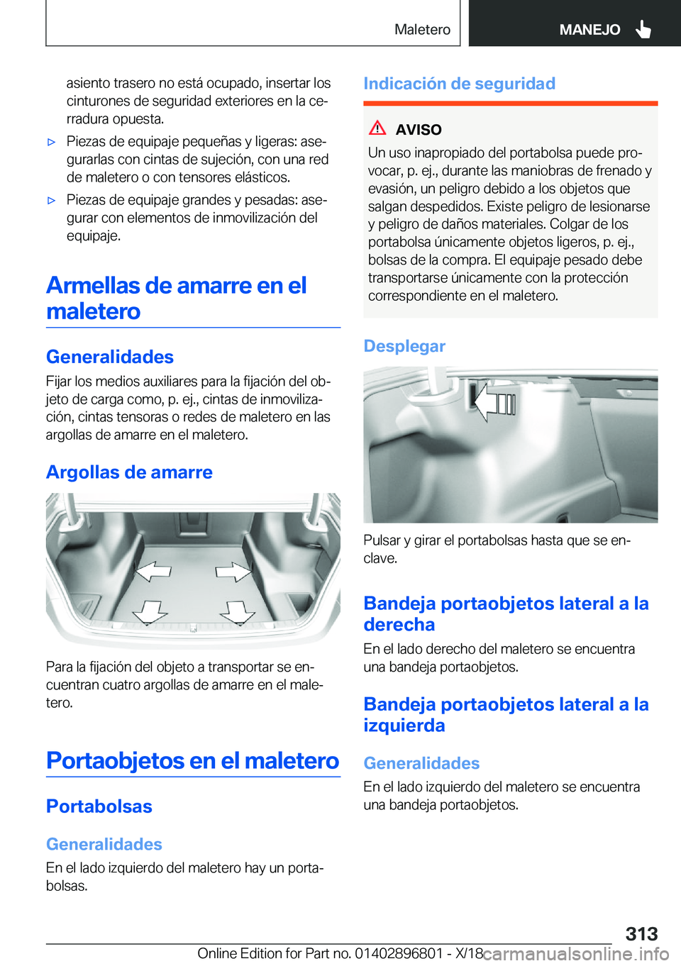 BMW 7 SERIES 2019  Manuales de Empleo (in Spanish) �a�s�i�e�n�t�o��t�r�a�s�e�r�o��n�o��e�s�t�