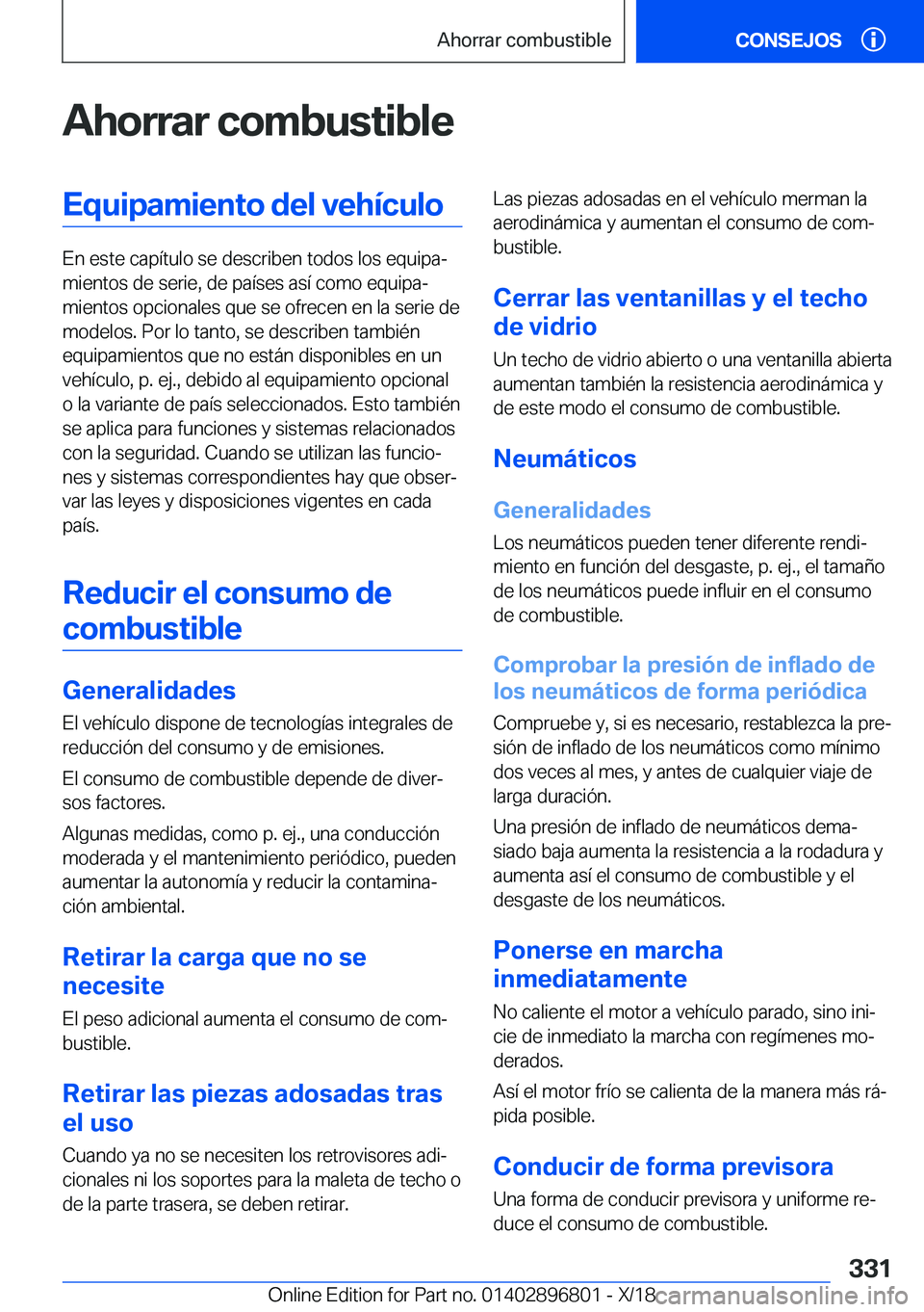 BMW 7 SERIES 2019  Manuales de Empleo (in Spanish) �A�h�o�r�r�a�r��c�o�m�b�u�s�t�i�b�l�e�E�q�u�i�p�a�m�i�e�n�t�o��d�e�l��v�e�h�