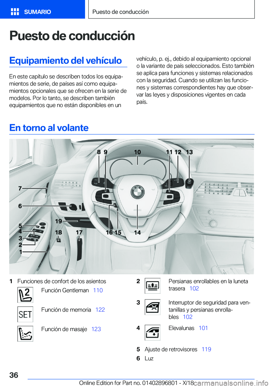 BMW 7 SERIES 2019  Manuales de Empleo (in Spanish) �P�u�e�s�t�o��d�e��c�o�n�d�u�c�c�i�