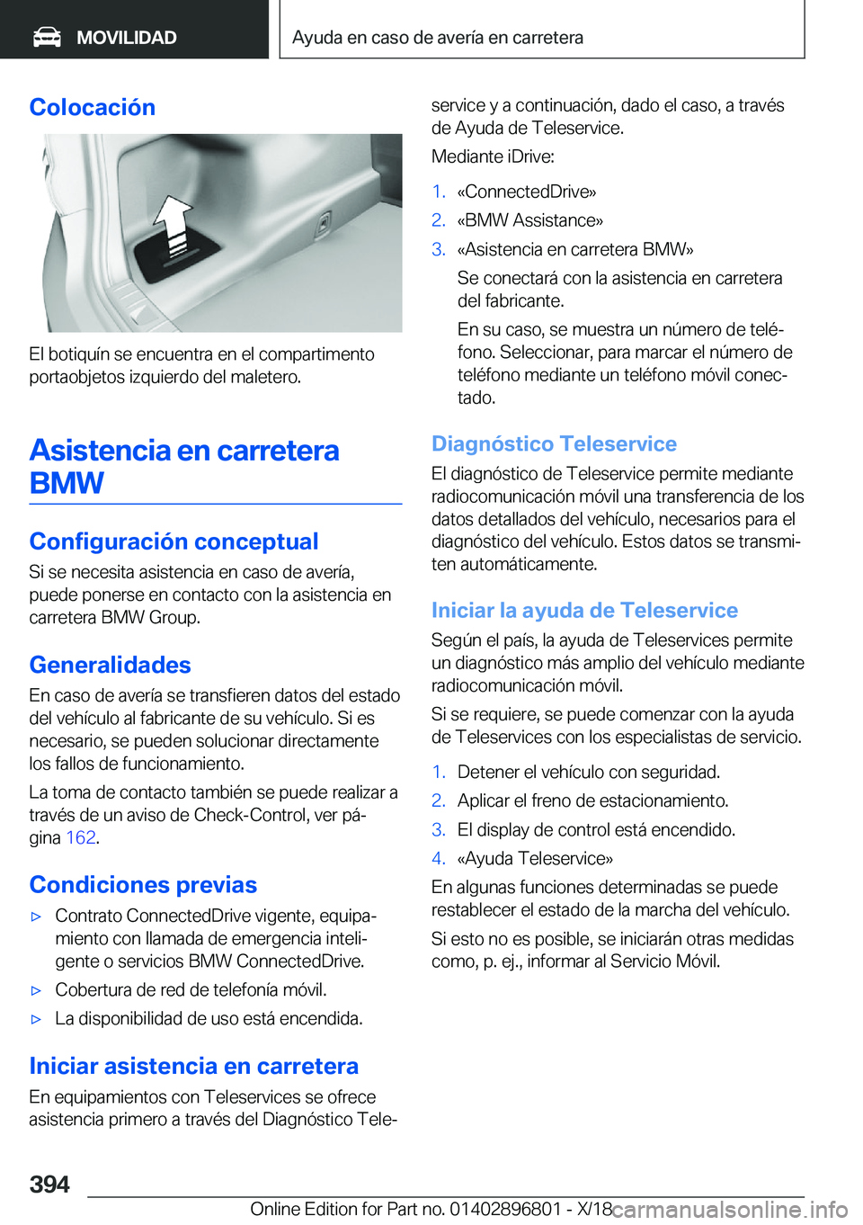 BMW 7 SERIES 2019  Manuales de Empleo (in Spanish) �C�o�l�o�c�a�c�i�