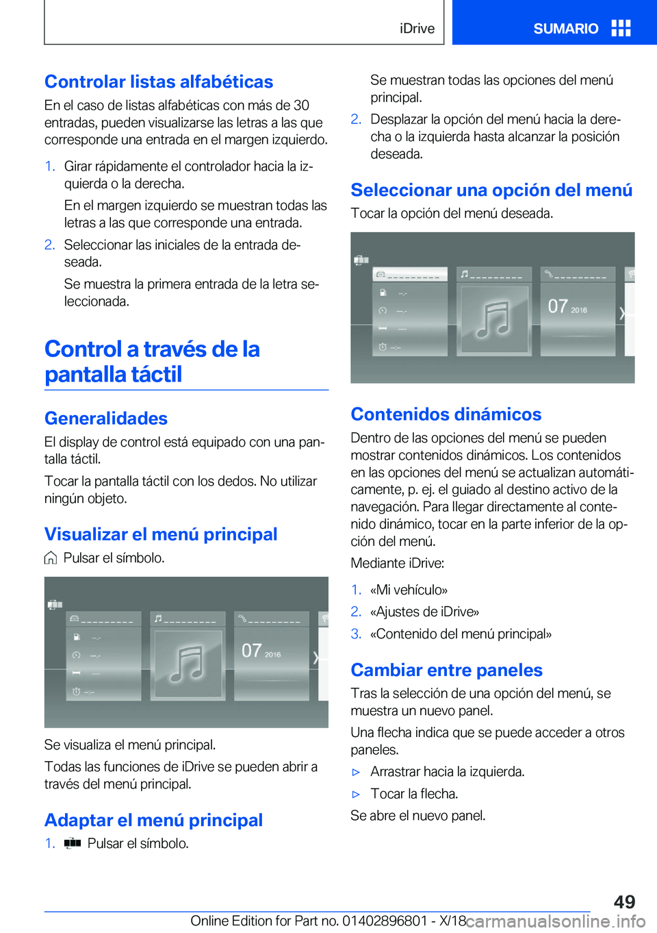 BMW 7 SERIES 2019  Manuales de Empleo (in Spanish) �C�o�n�t�r�o�l�a�r��l�i�s�t�a�s��a�l�f�a�b�