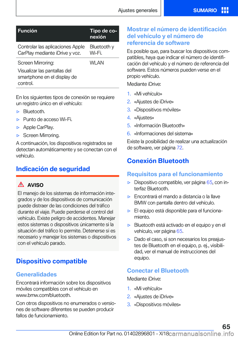 BMW 7 SERIES 2019  Manuales de Empleo (in Spanish) �F�u�n�c�i�