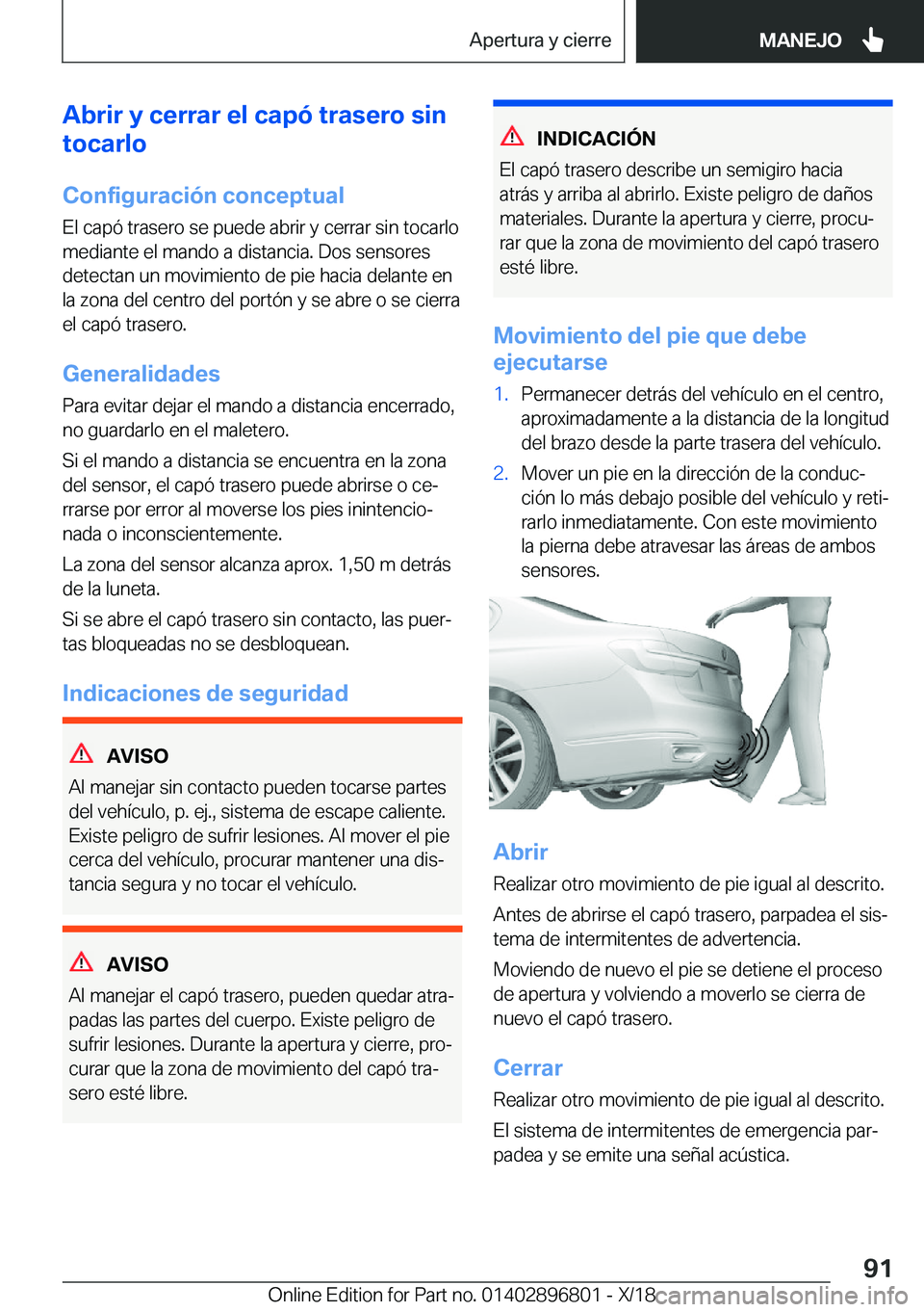 BMW 7 SERIES 2019  Manuales de Empleo (in Spanish) �A�b�r�i�r��y��c�e�r�r�a�r��e�l��c�a�p�