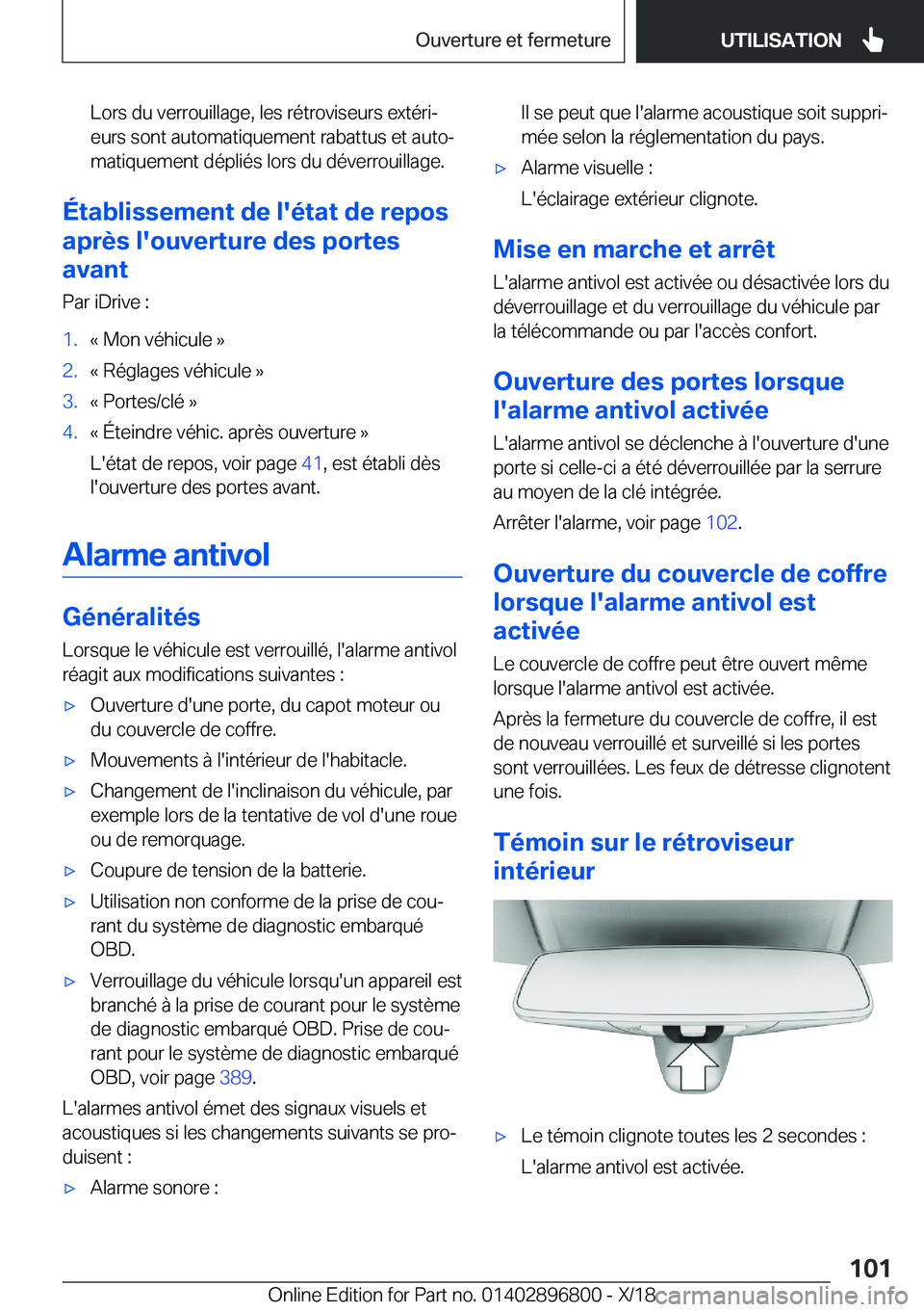 BMW 7 SERIES 2019  Notices Demploi (in French) �L�o�r�s��d�u��v�e�r�r�o�u�i�l�l�a�g�e�,��l�e�s��r�é�t�r�o�v�i�s�e�u�r�s��e�x�t�é�r�ij�e�u�r�s��s�o�n�t��a�u�t�o�m�a�t�i�q�u�e�m�e�n�t��r�a�b�a�t�t�u�s��e�t��a�u�t�oj�m�a�t�i�q�u�e�m�e�n
