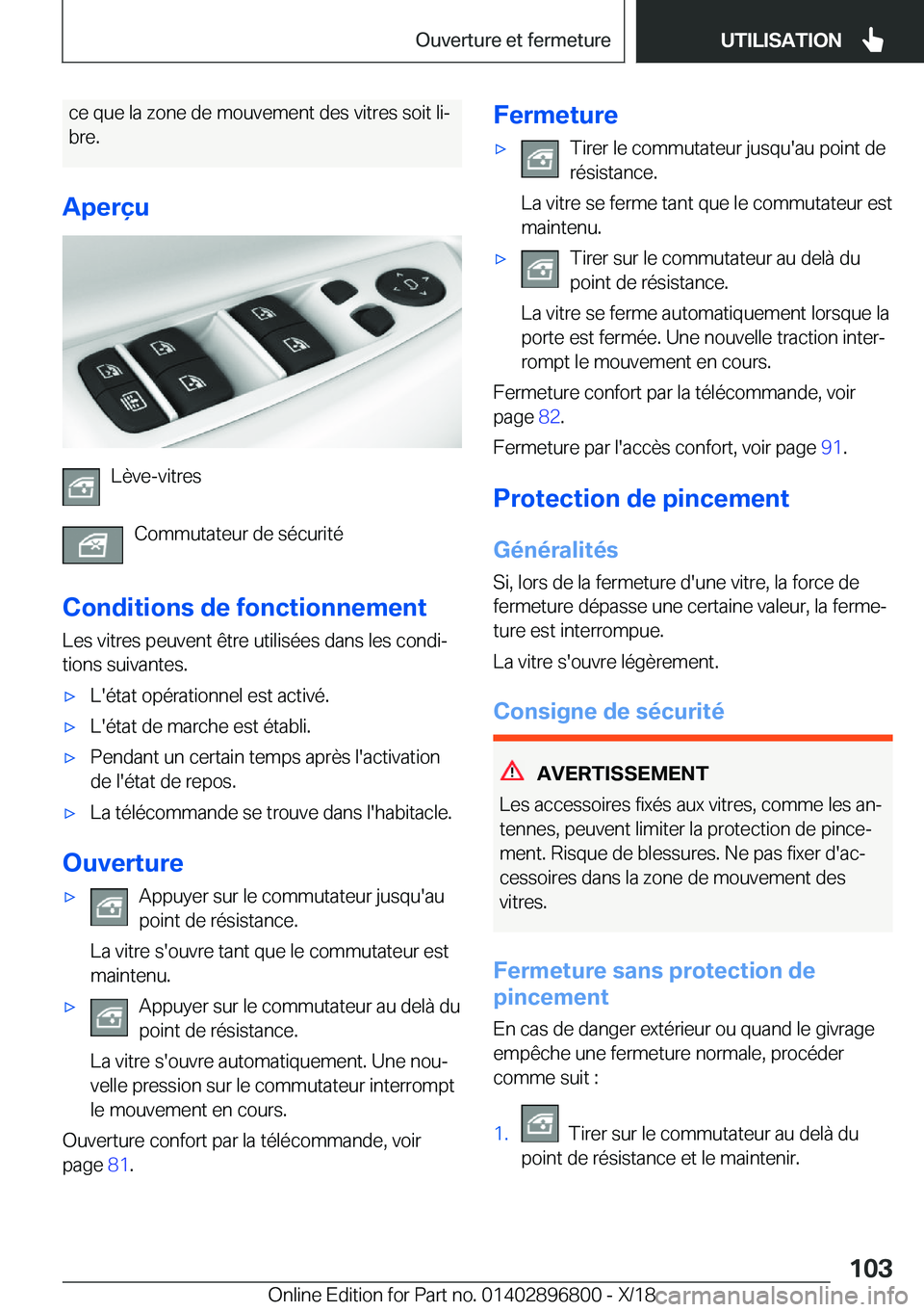 BMW 7 SERIES 2019  Notices Demploi (in French) �c�e��q�u�e��l�a��z�o�n�e��d�e��m�o�u�v�e�m�e�n�t��d�e�s��v�i�t�r�e�s��s�o�i�t��l�ij
�b�r�e�.
�A�p�e�r�ç�u
�L�è�v�e�-�v�i�t�r�e�s �C�o�m�m�u�t�a�t�e�u�r��d�e��s�é�c�u�r�i�t�é
�C�o�n�d�