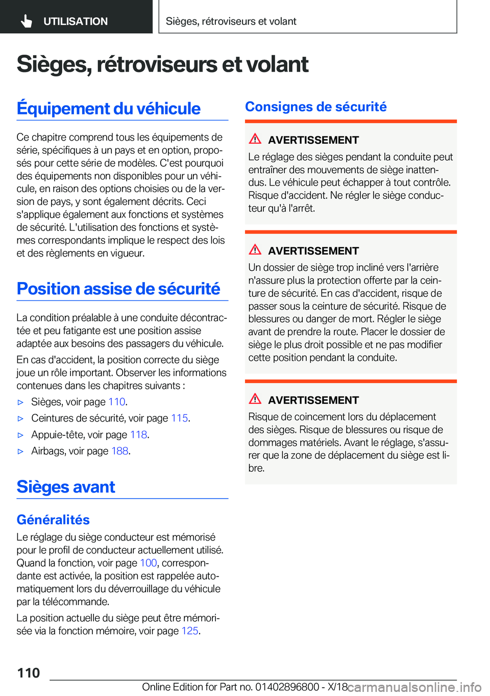 BMW 7 SERIES 2019  Notices Demploi (in French) �S�i�è�g�e�s�,��r�é�t�r�o�v�i�s�e�u�r�s��e�t��v�o�l�a�n�t�É�q�u�i�p�e�m�e�n�t��d�u��v�é�h�i�c�u�l�e
�C�e��c�h�a�p�i�t�r�e��c�o�m�p�r�e�n�d��t�o�u�s��l�e�s��é�q�u�i�p�e�m�e�n�t�s��d�e�s